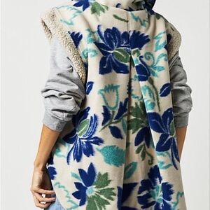 Free People Blue and Green Floral Vest
